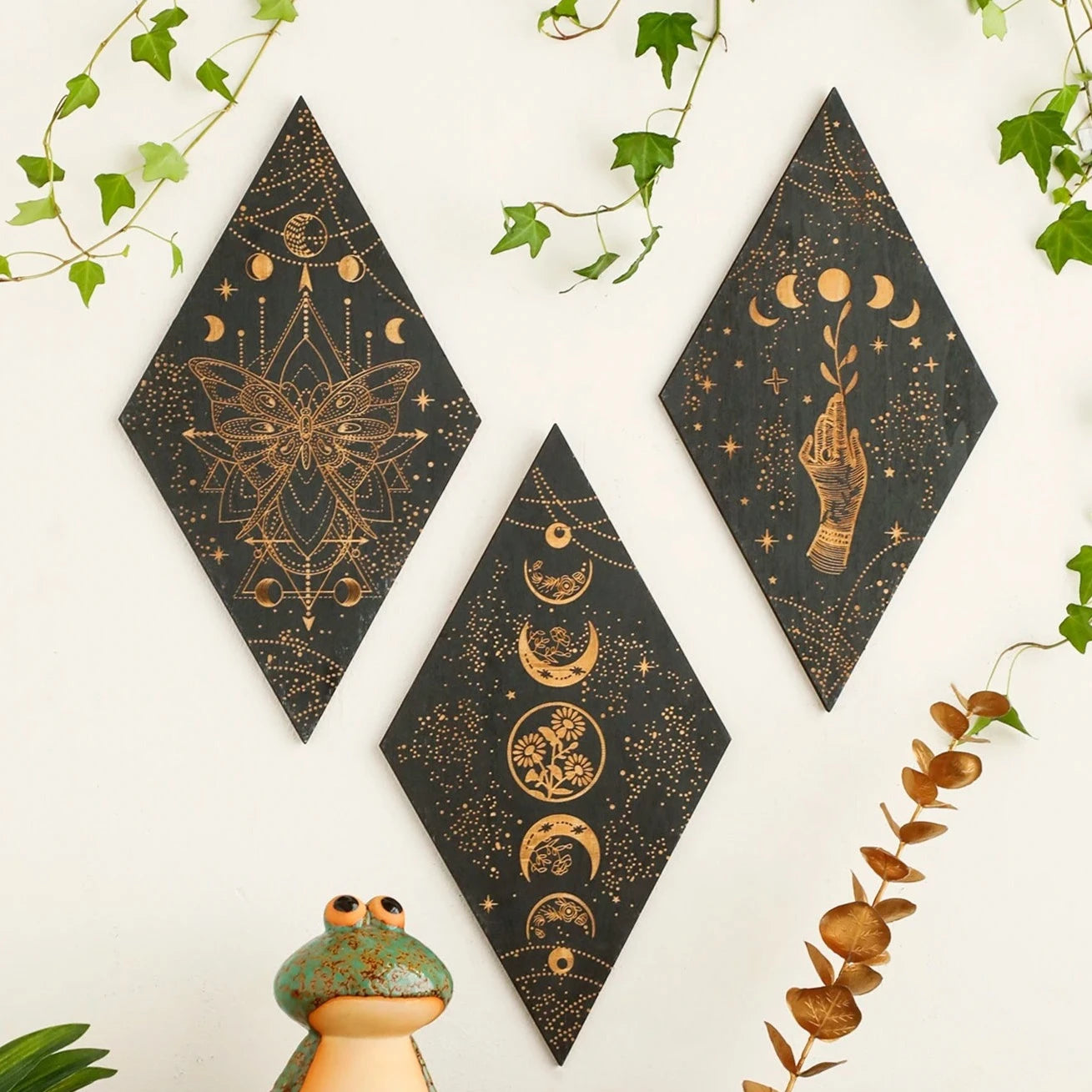 Wooden Moon Phase Plaque Set