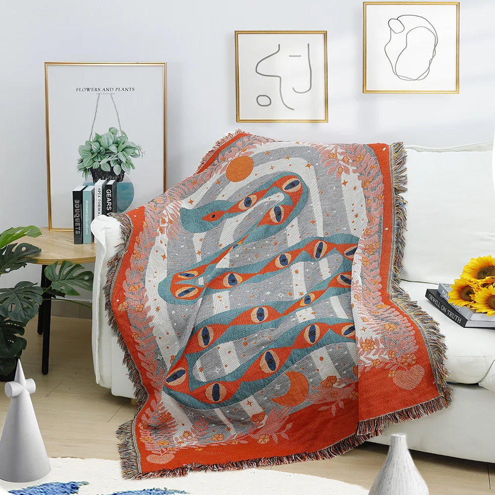 Golden Coil Tapestry Blanket