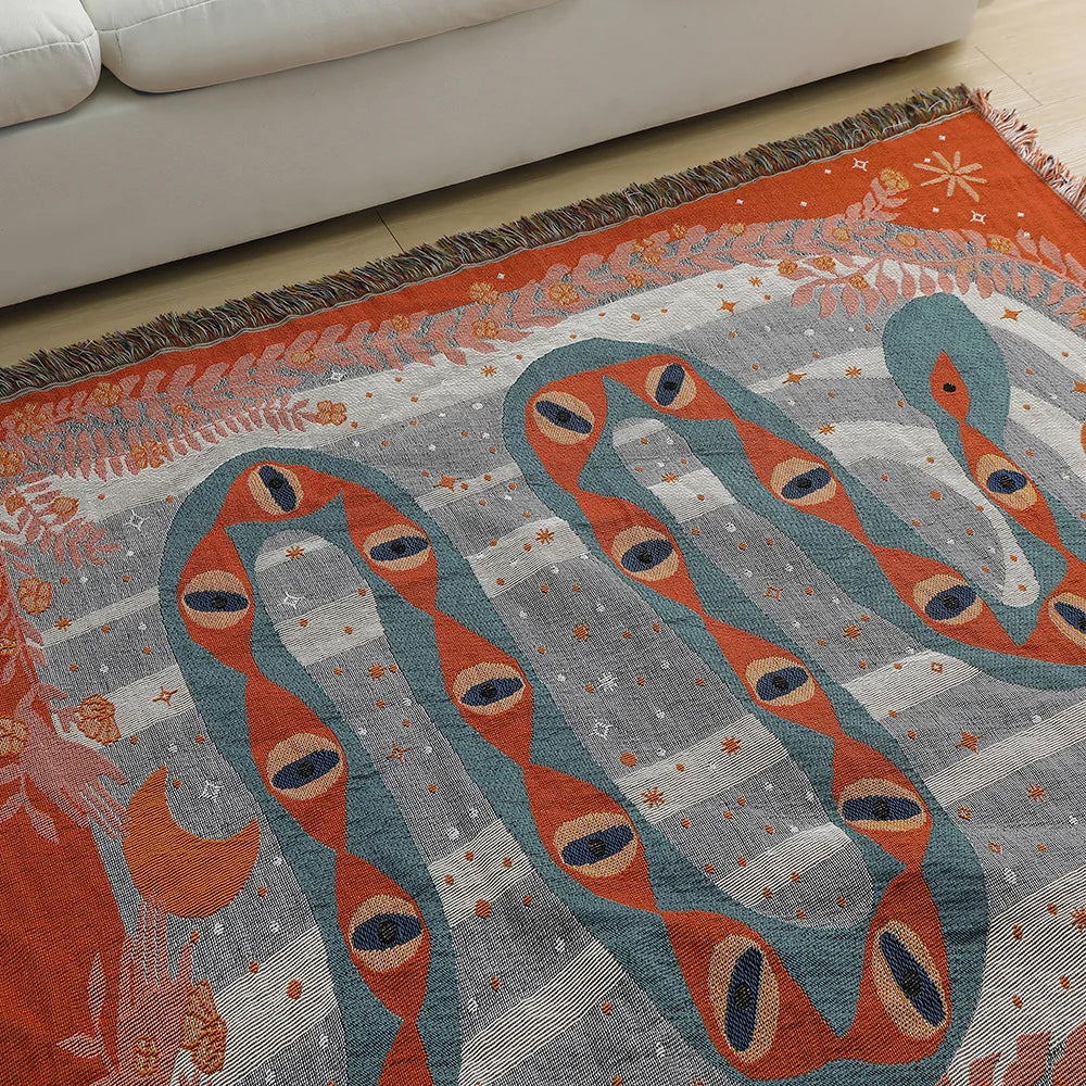 Golden Coil Tapestry Blanket