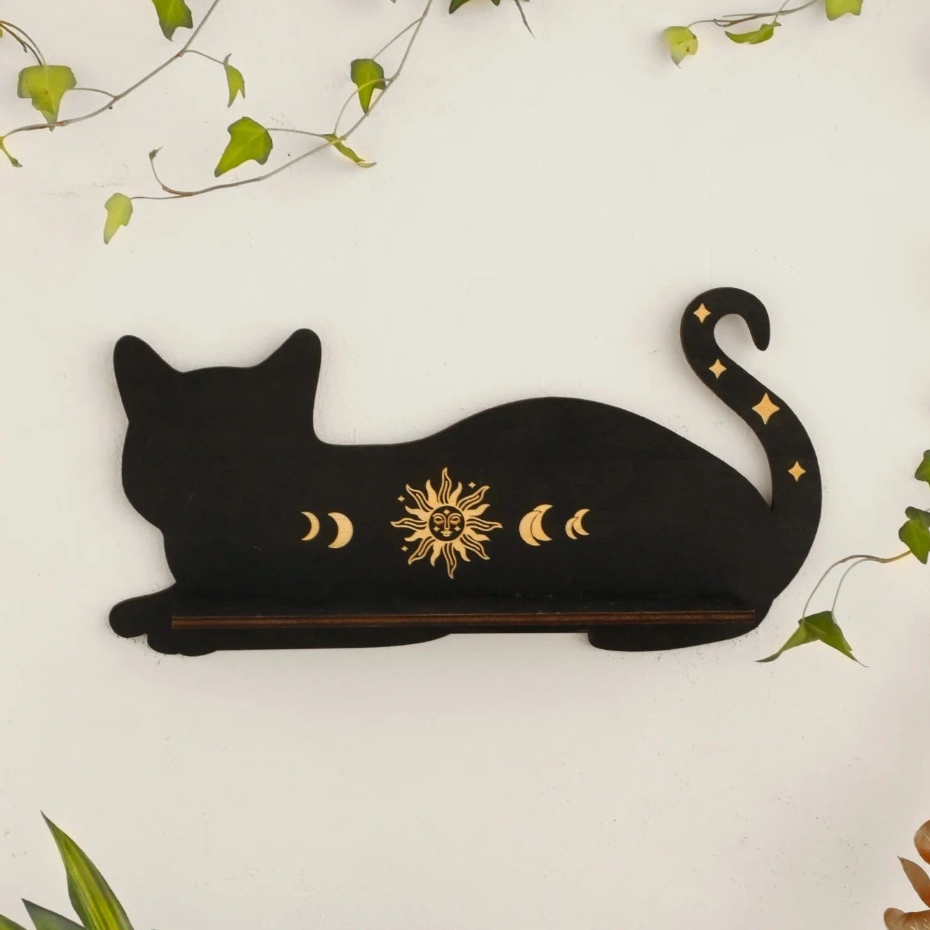 Black Cat Wooden Shelf