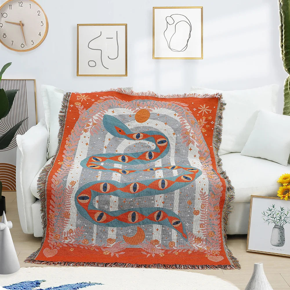 Golden Coil Tapestry Blanket