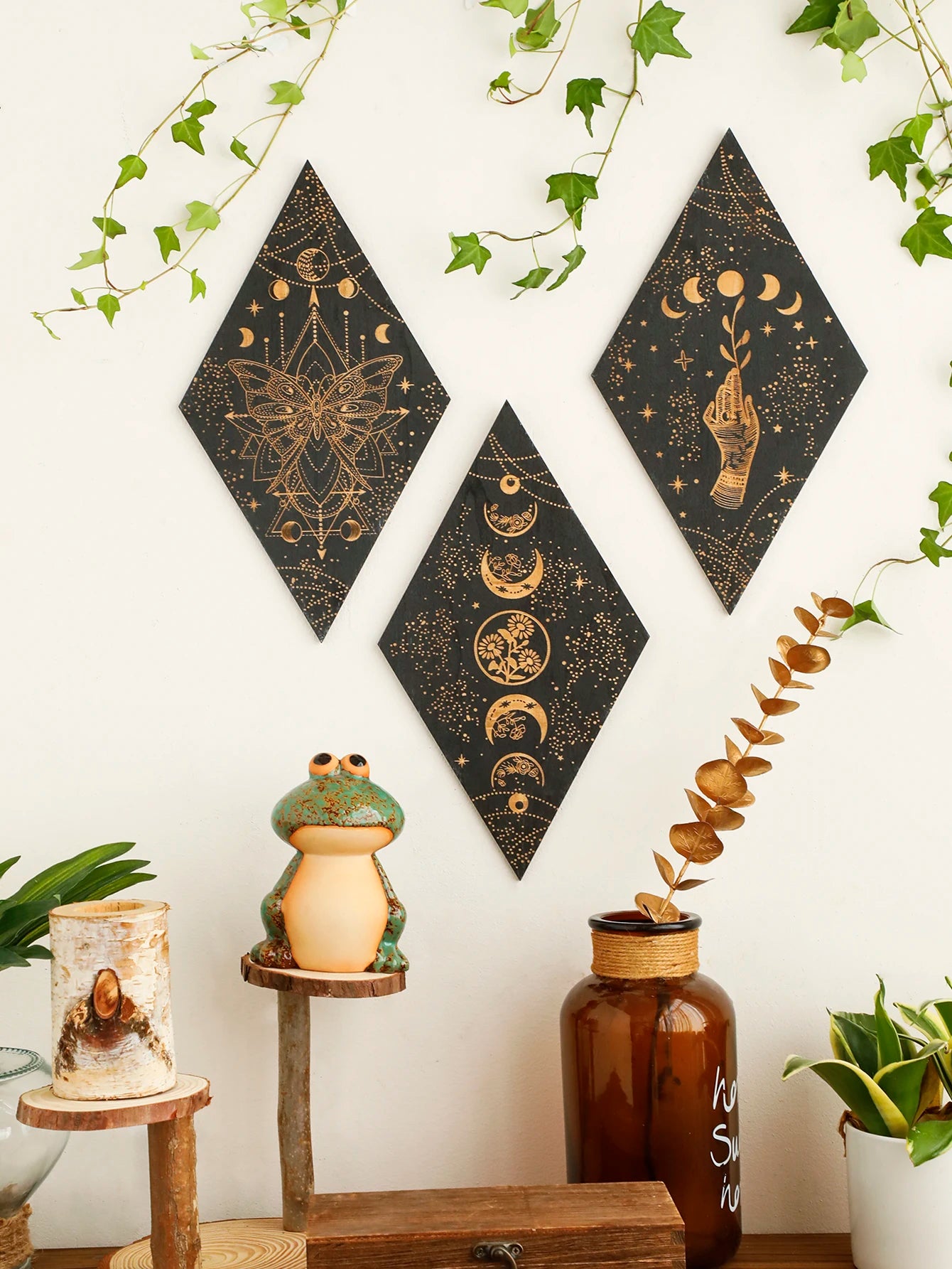 Wooden Moon Phase Plaque Set