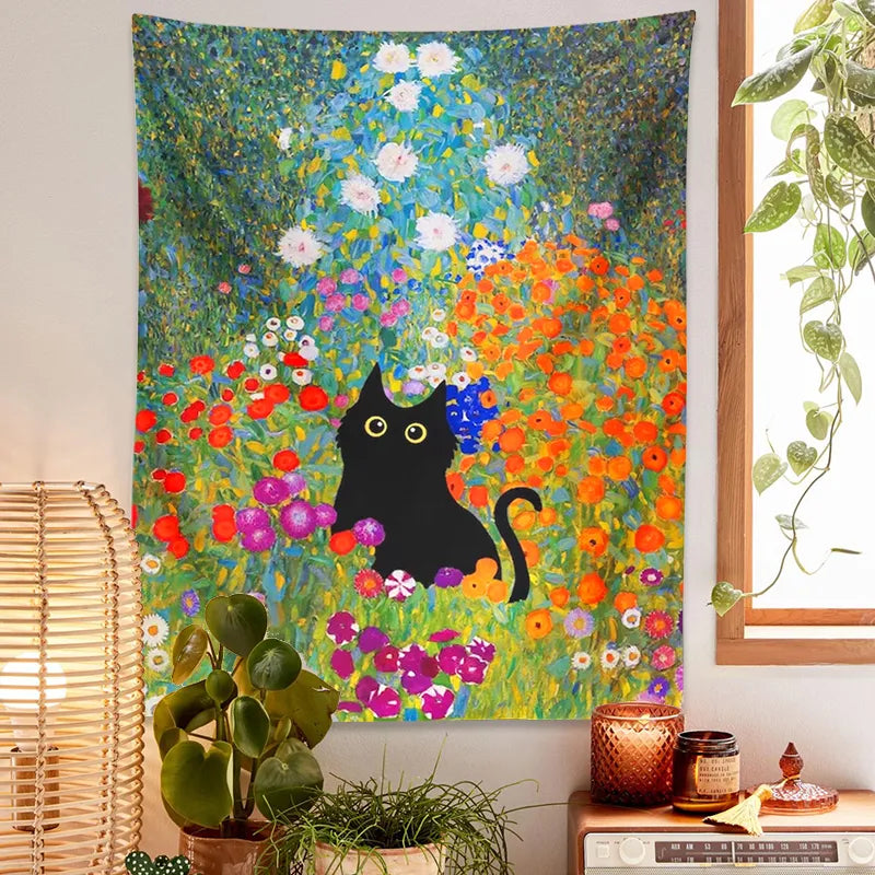 Botanical Cat Tapestry