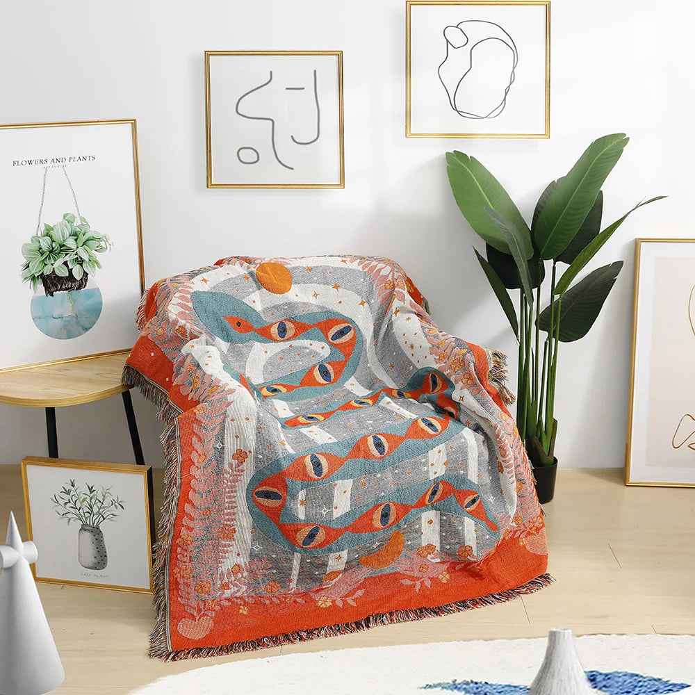 Golden Coil Tapestry Blanket