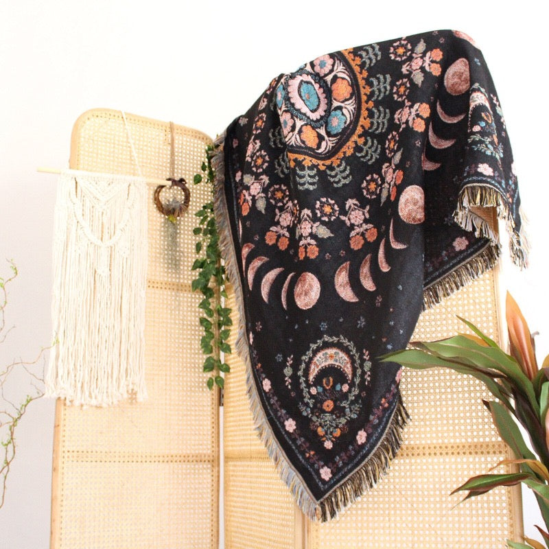Botanical Moon Tapestry Blanket