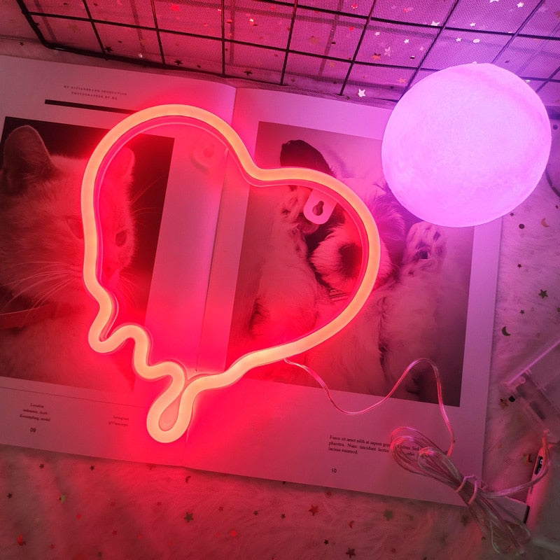 Neon Melting Heart