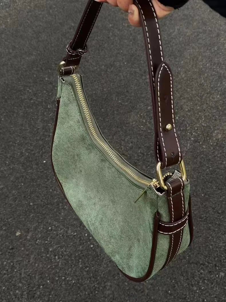 Suede Baguette Bag