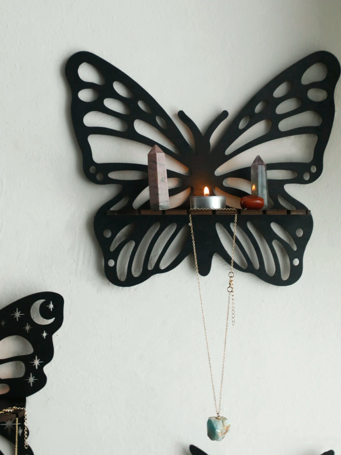 Wooden Butterfly Shelf Set