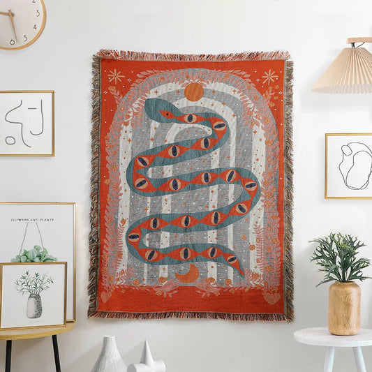 Golden Coil Tapestry Blanket